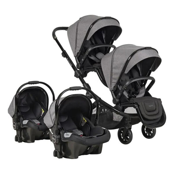 Prego 2223 Ibiza Plus Travel Sistem İkiz Bebek Arabası Gri
