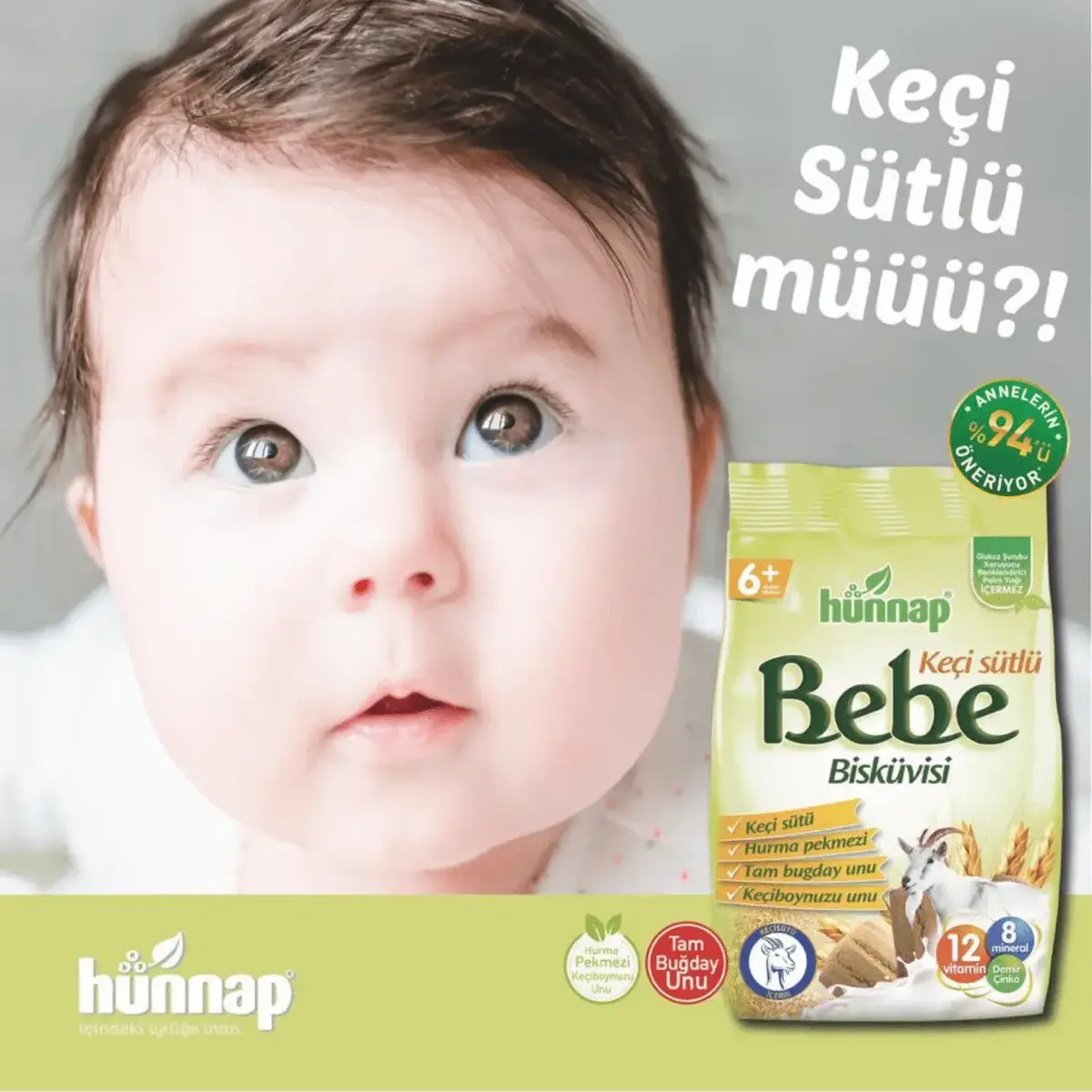 Hünnap Keçi Sütlü Bebek Bisküvisi 400 gr x3