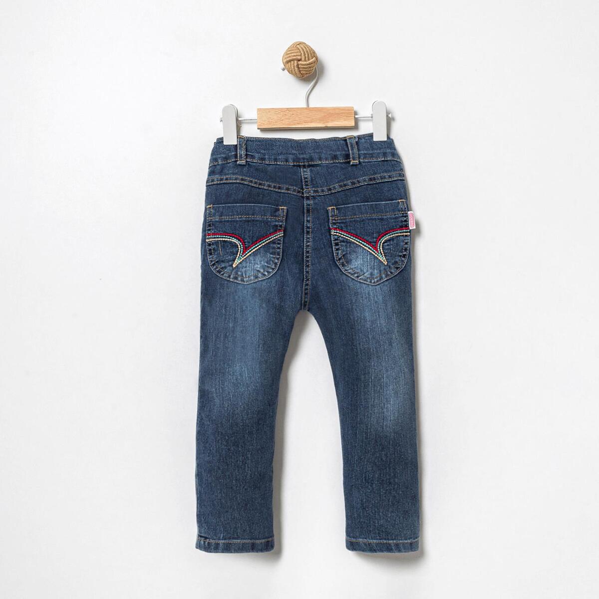 Overdo Pantolon Kedi Nakışlı Kot