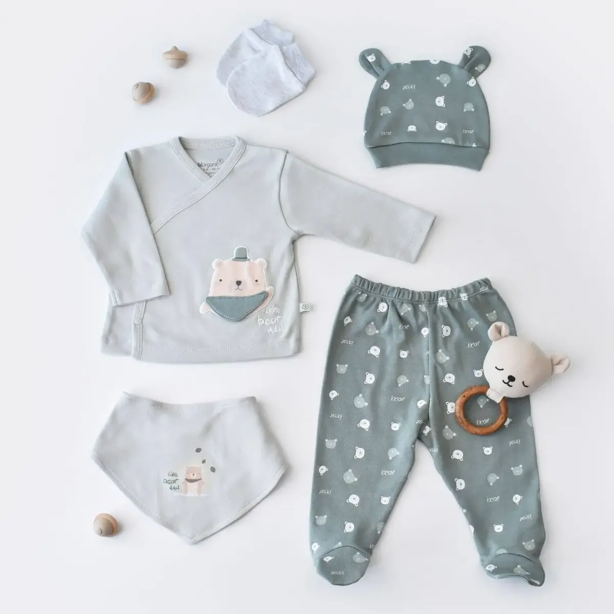 Bibaby Organik Hastane Çıkışı 5li Hug Me Bear Yeşil