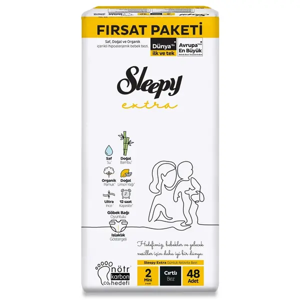 Sleepy Extra Bebek Bezi 2 Beden Mini 3-6 Kg 48li Fırsat Paketi