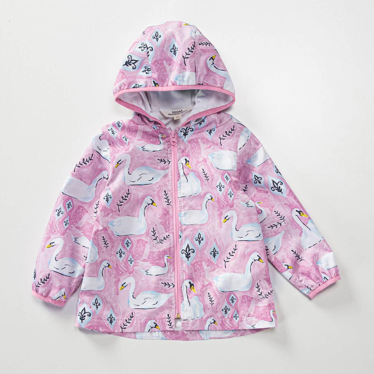 Midimod Yağmurluk Kuğu Baskılı Pembe