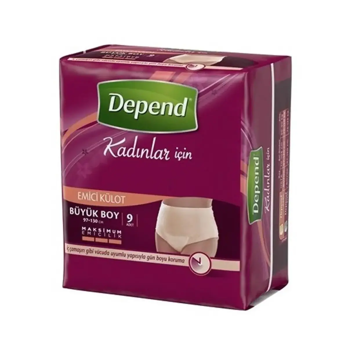 Depend Tek Kullanımlık Emici Kadın Külodu 9lu Büyük Boy