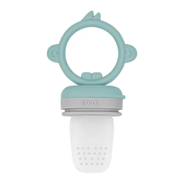 OiOi Silikon Püre Sebze ve Meyve Emziği 6+ Ay Aqua Green - Powder Grey