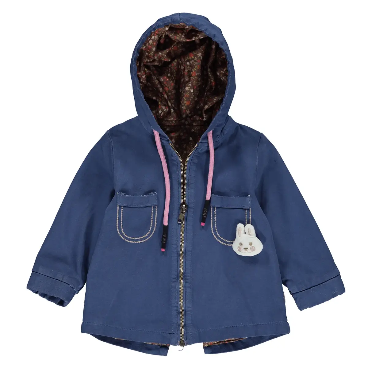 Overdo Ceket Kapüşonlu Renkli İndigo Overdo Ceket Kapüşonlu Renkli İndigo