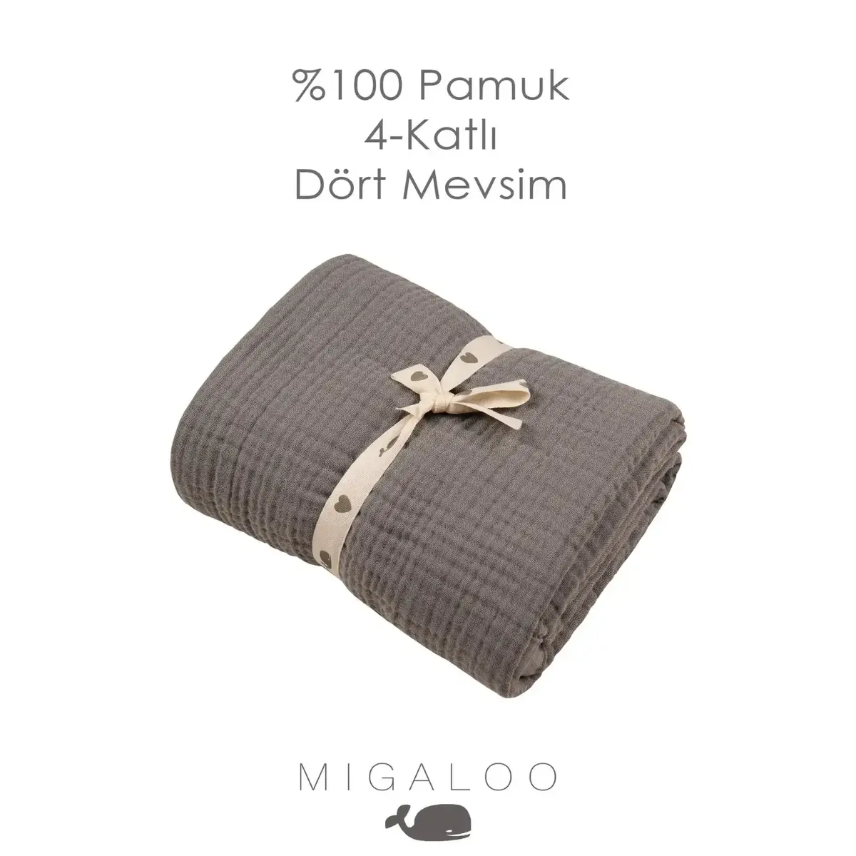 Mixi Baby Migaloo Müslin Örtü Dört Katlı 90x120 cm Gri