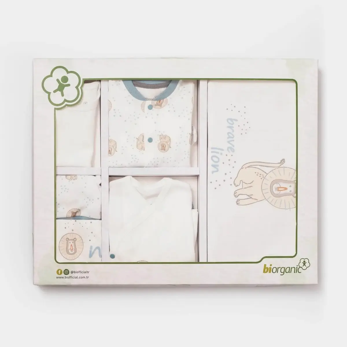 Bibaby Organik Hastane Çıkışı 10lu Brave Lion Ekru - Turkuaz