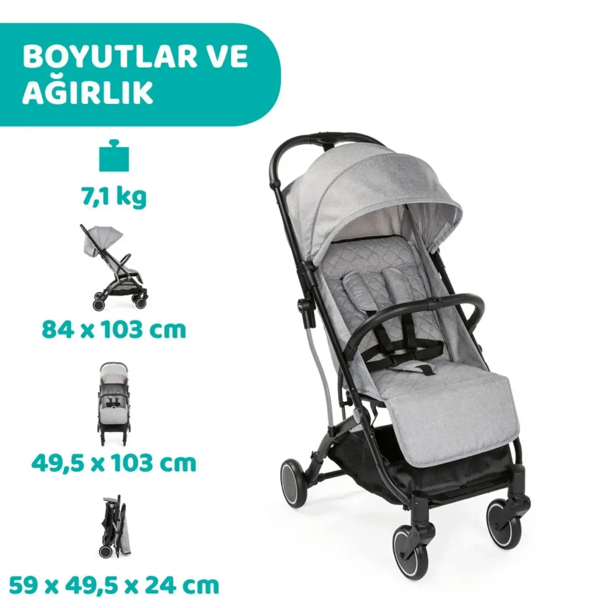 Chicco Trolley Me Bebek Arabası Ligth Grey