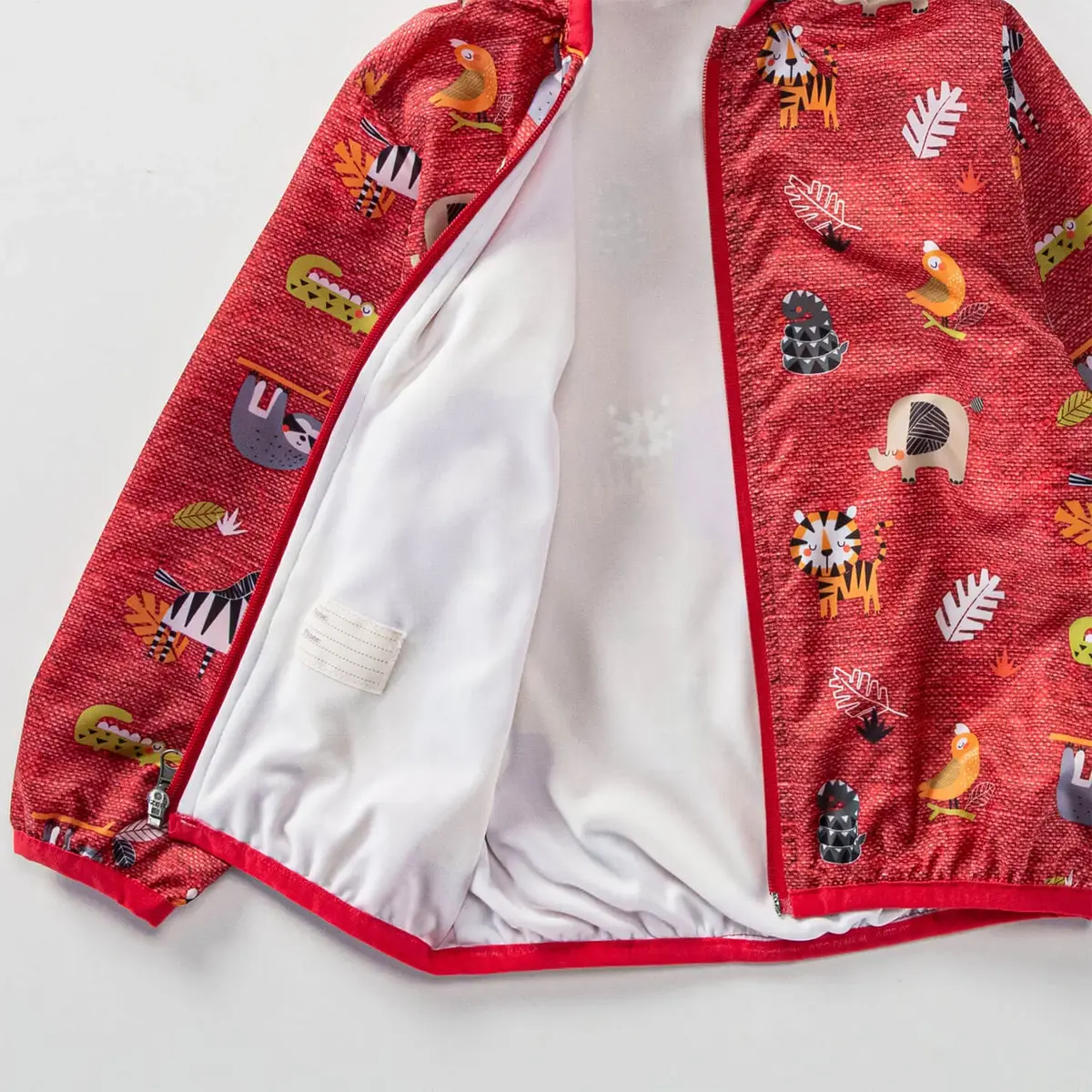 Midimod Yağmurluk Sevimli Hayvan Baskılı Kırmızı