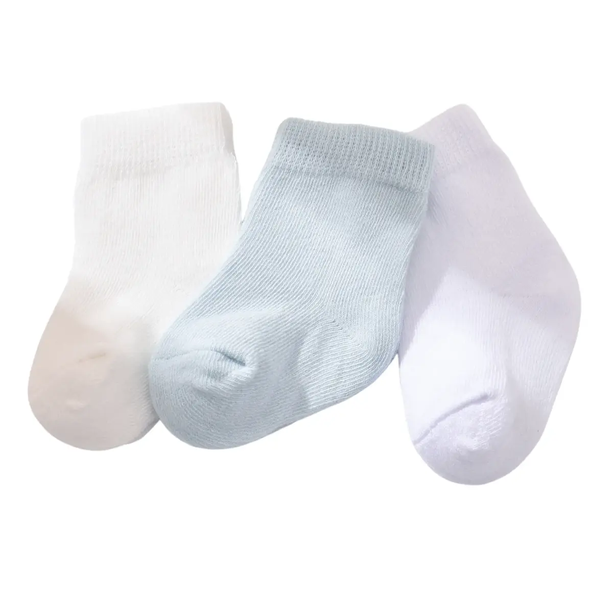 Bibaby Organik Çorap Soket 3lü Basic Mavi - Beyaz