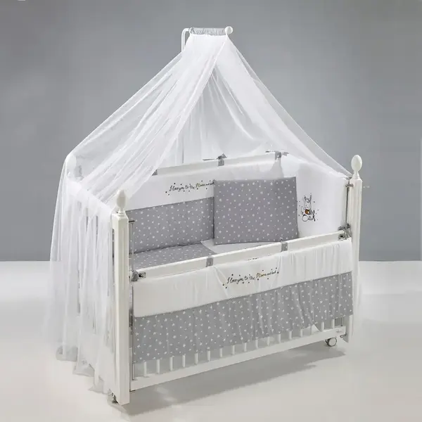 Meltem Kids Kral Beşik 60x120 cm Beyaz- Moon Gri