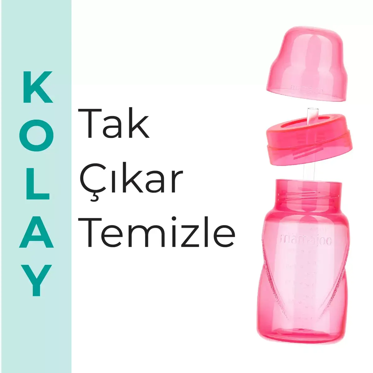 Mamajoo Akıtmaz Pipetli Bardak 270 ml Pembe