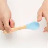 OiOi Silikon Mama Kaşığı 2'li Bambu Saplı Aqua Green/Deep Blue