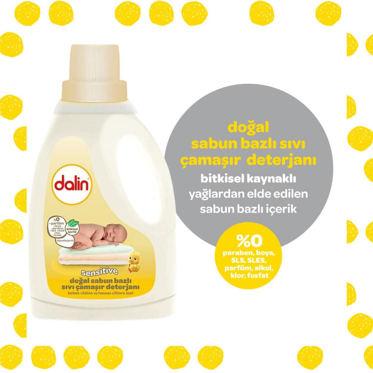 Dalin Doğal Sabun Bazlı Sıvı Bebek Çamaşır Deterjanı 1500 ml x 2 Adet