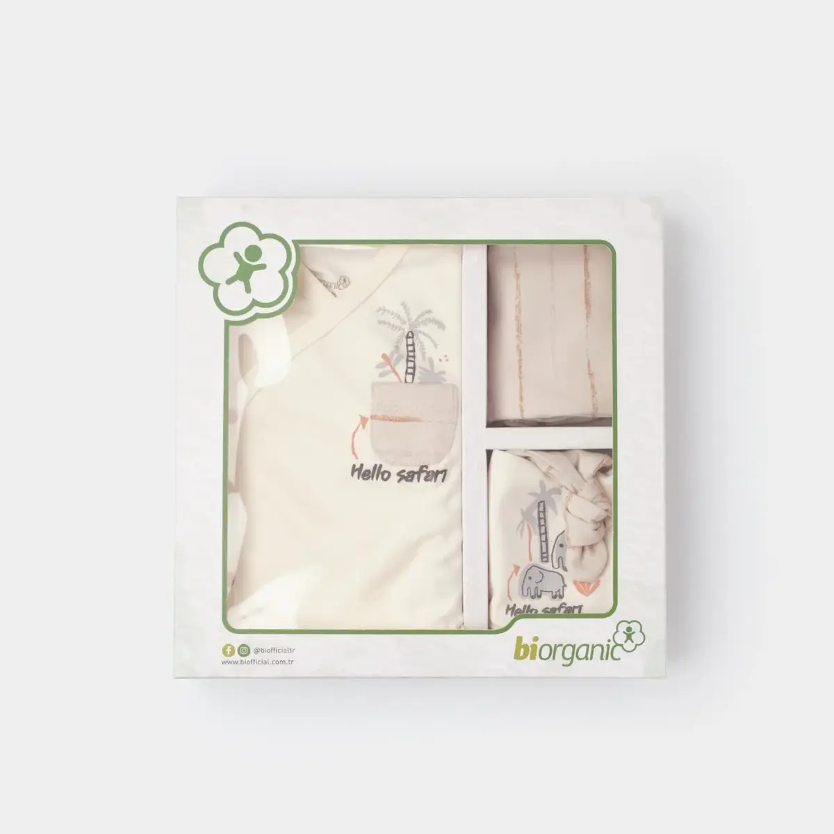 Bibaby Organik Hastane Çıkışı 5li Hello Safari Ekru - Kiremit