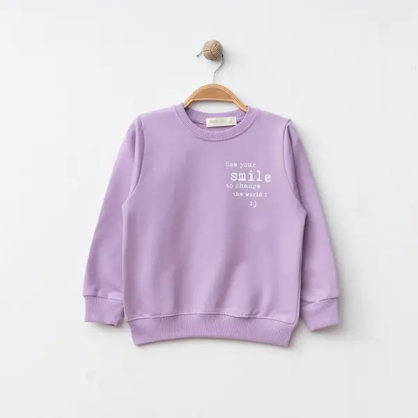 Bebolly Sweatshirt Smile Baskılı Lila