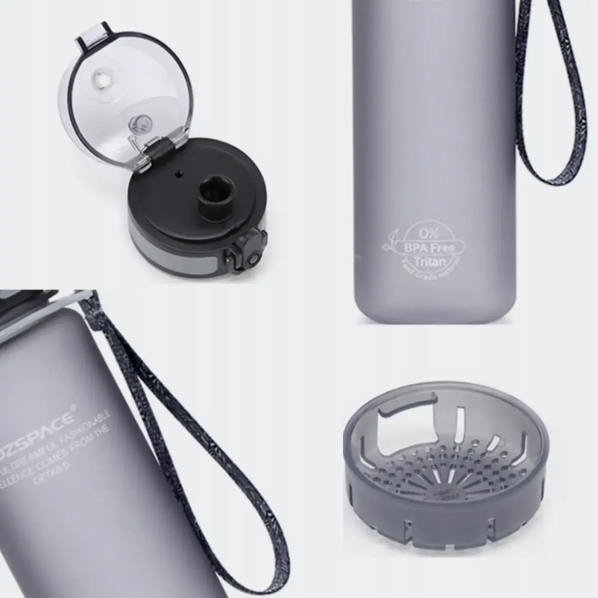 Uzspace Tritan Suluk 500 Ml Siyah-Beyaz