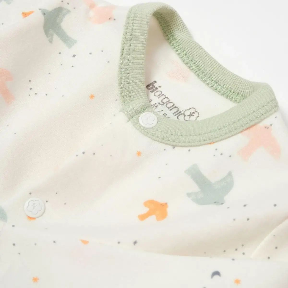 Bibaby Organik Tulum Takımı 3lü Tüllü Tiny Birds Ekru - Yeşil
