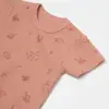 Bibaby Organik Body Kısa Kol Waffle Deer And Bird Ekru - Rose