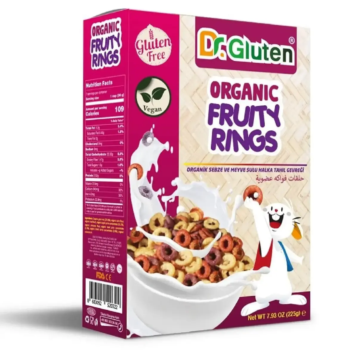 Dr. Gluten Organik Meyveli Halka Tahıl Gevreği 225 gr