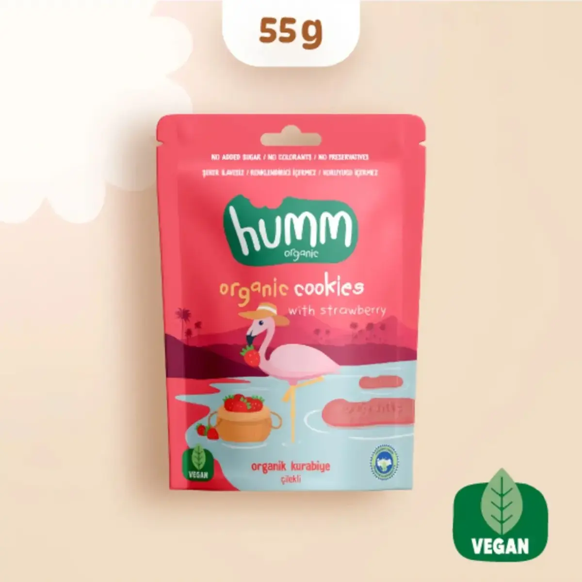 Humm Organic Vegan Çilekli Kurabiye 55 gr