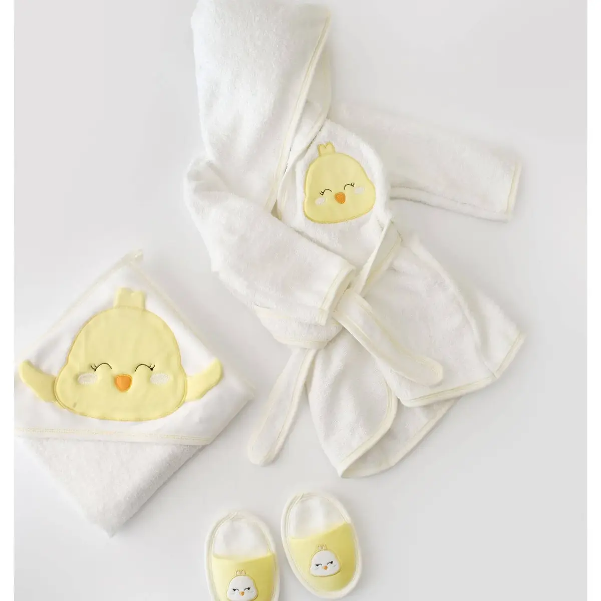 Bibaby Bornoz Takımı Smiley Bird Ekru - Sarı