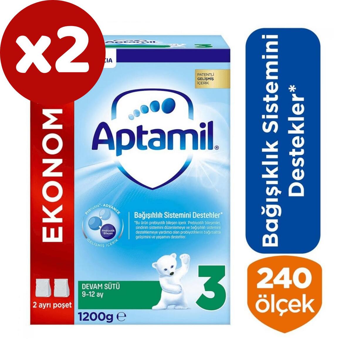 Aptamil 3 Devam Sütü 1200 Gr x2