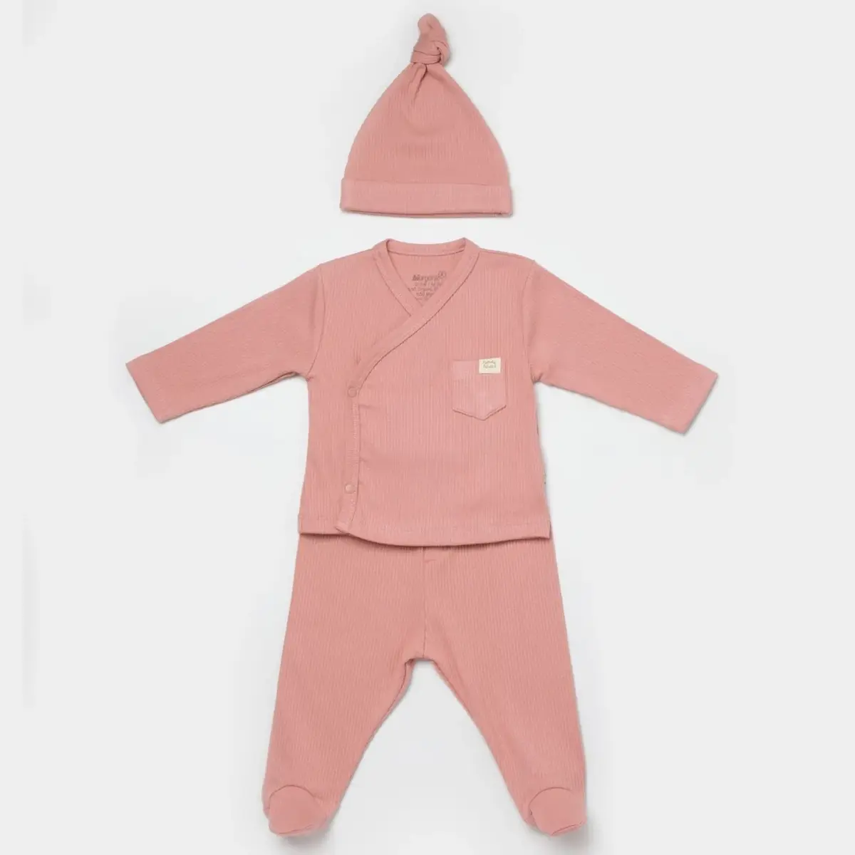 Bibaby Organik Zıbın Takımı 3lü Modal Nature Relax Baby Coral