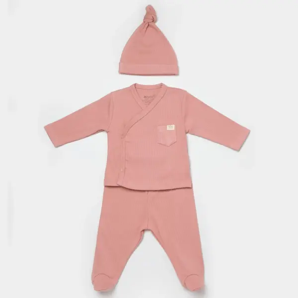 Bibaby Organik Zıbın Takımı 3lü Modal Nature Relax Baby Coral