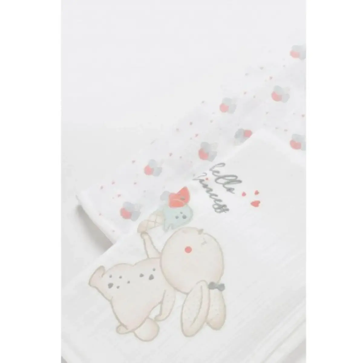 Bibaby Organik Müslin Battaniye Pretty Ears Bunny Ekru Desenli