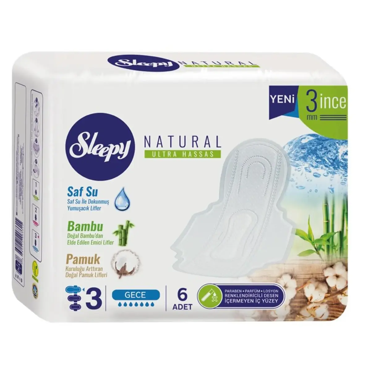 Sleepy Natural Hijyenik Ped 6lı Gece