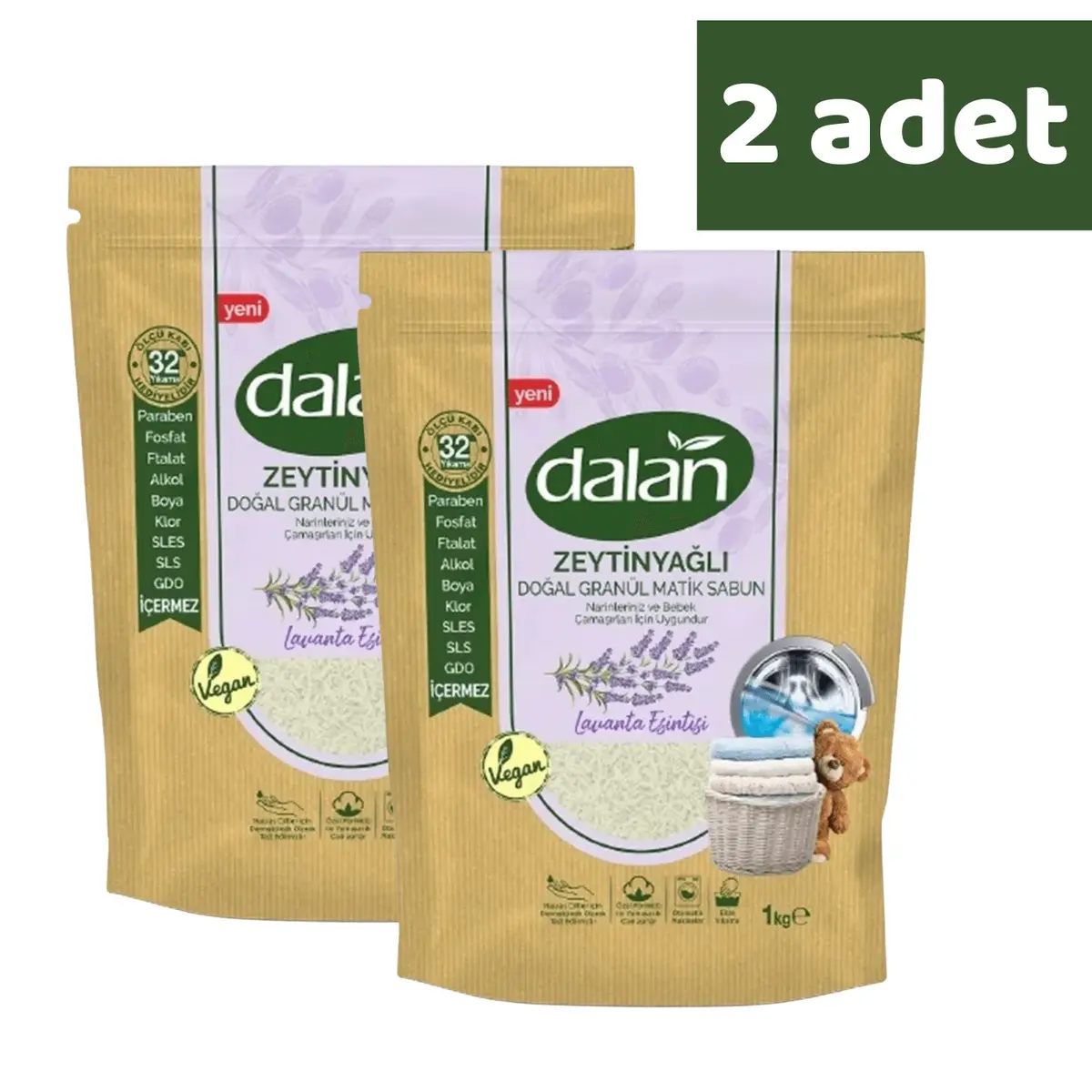 Dalan Doğal Granül Sabun Zeytinyağlı Lavanta Esintisi 1000 gr x 2 Adet Dalan Doğal Granül Sabun Zeytinyağlı Lavanta Esintisi 1000 gr x 2 Adet