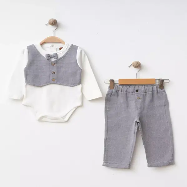 Albimini 2li Takım Yelekli Gri