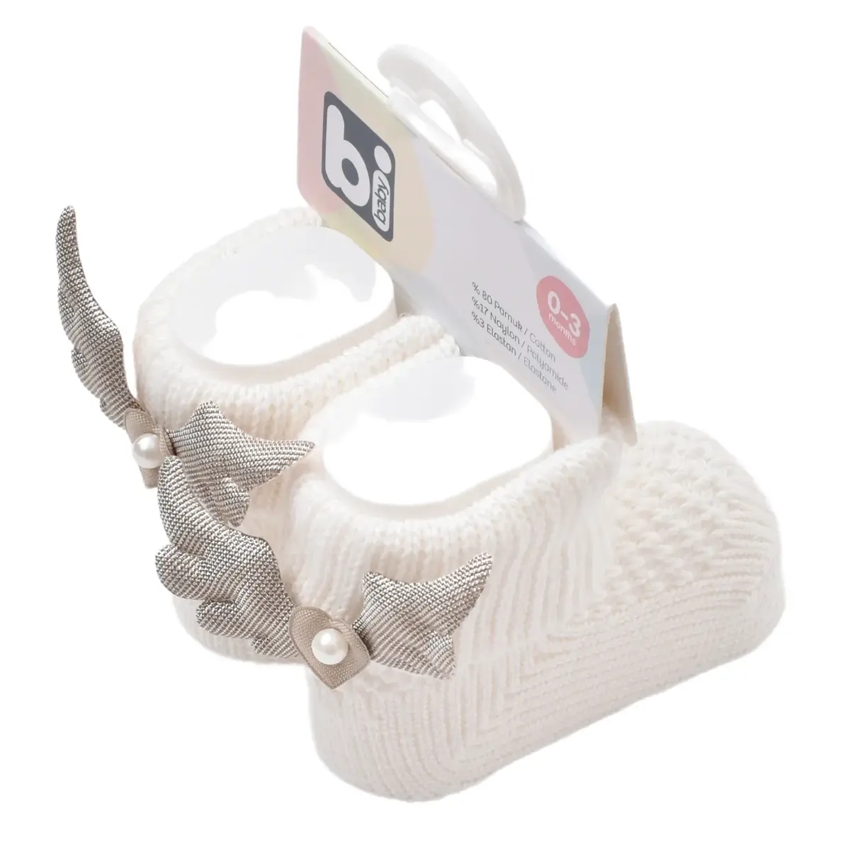 Bibaby Patik Çorap Angel Ekru - Gri Bibaby Patik Çorap Angel Ekru - Gri