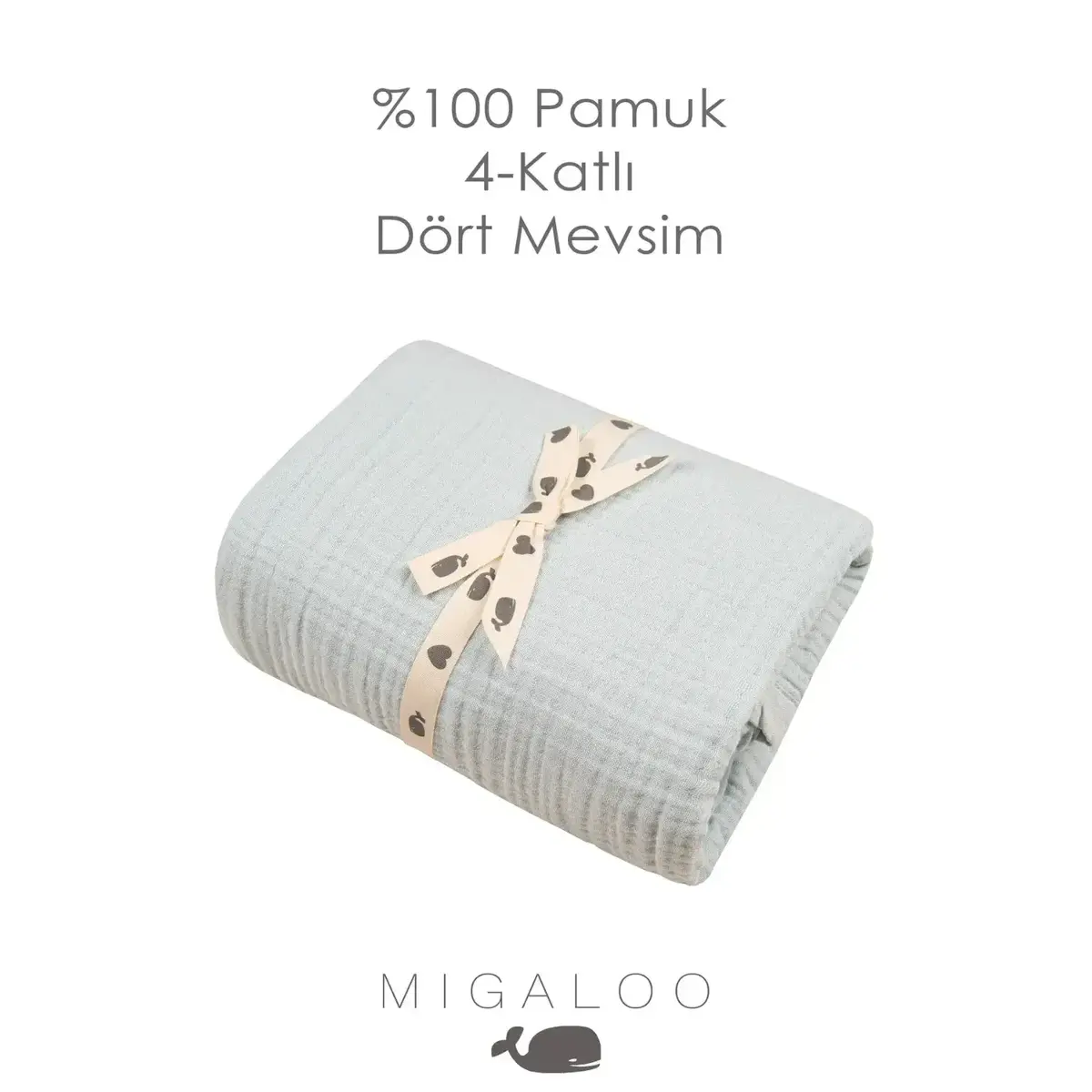 Mixi Baby Migaloo Müslin Örtü Dört Katlı 90x120 cm Mavi