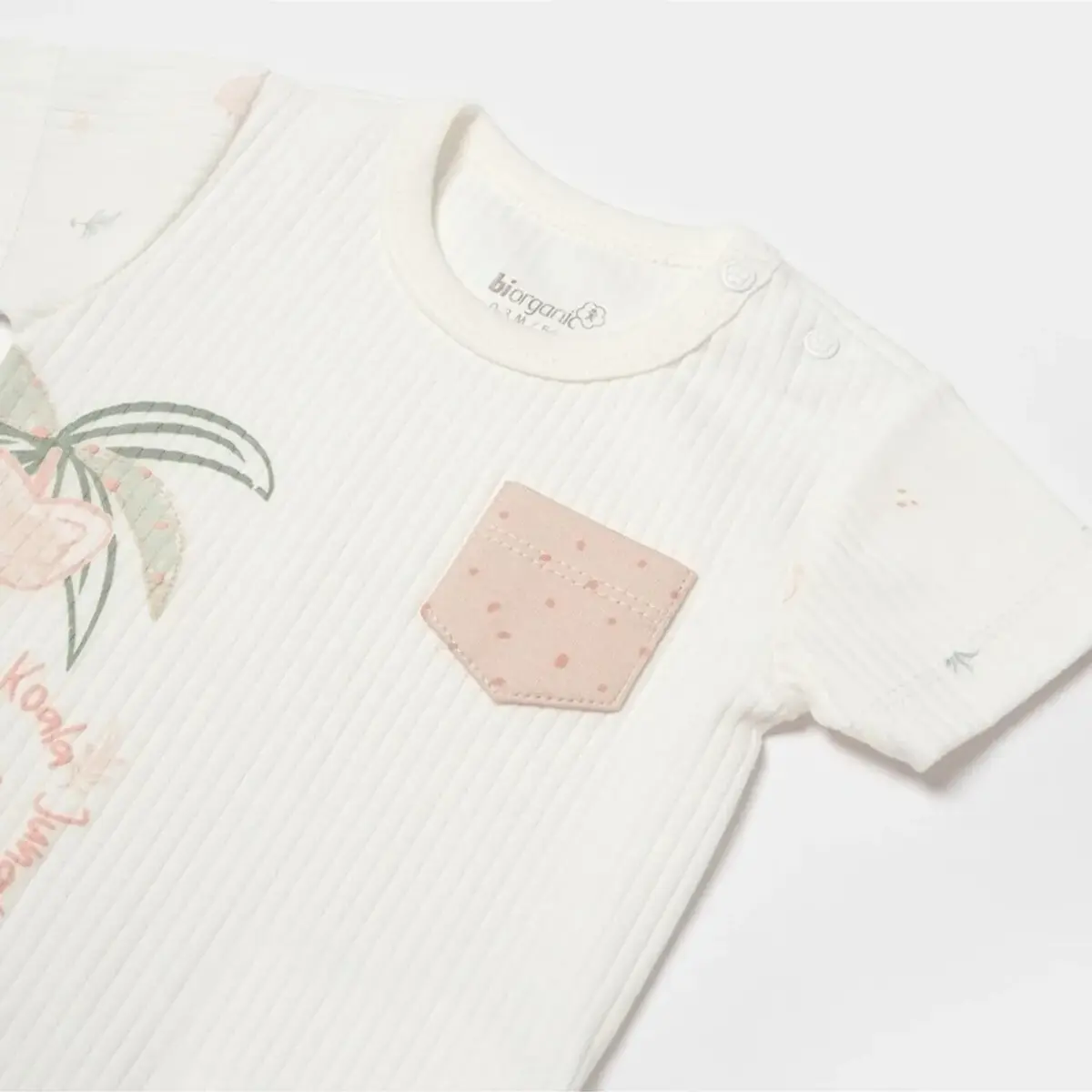 Bibaby Organik Body Kısa Kol Koala Jungle Pembe