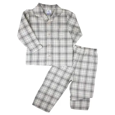 Luggi Baby Pijama Takımı Dokuma Ekose Bej