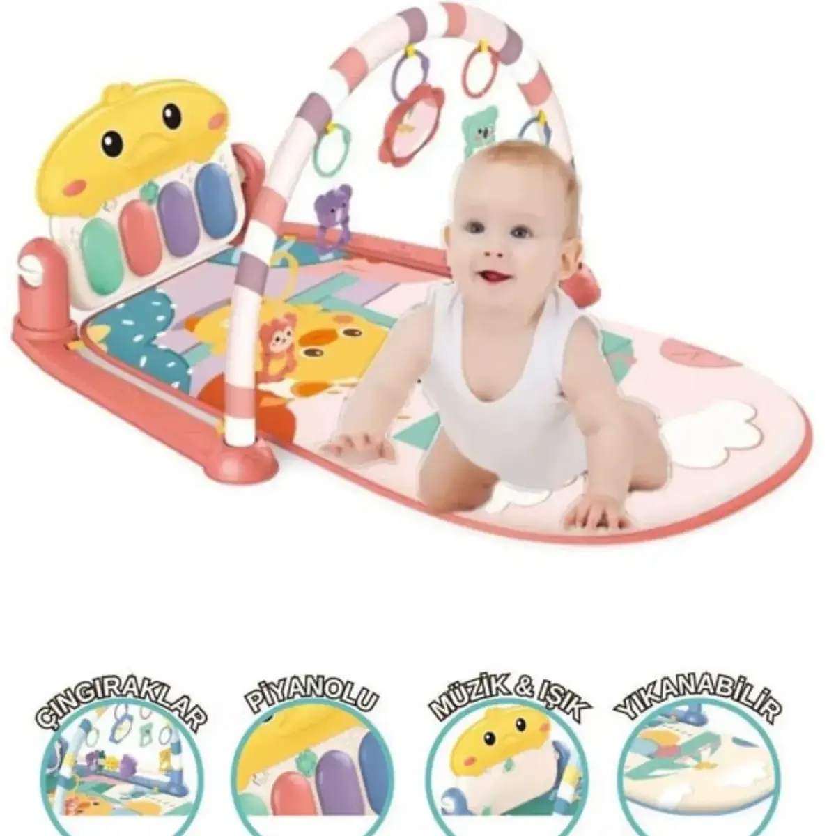 Piyanolu Ördek Gökkuşağı Bebek Oyun Halısı