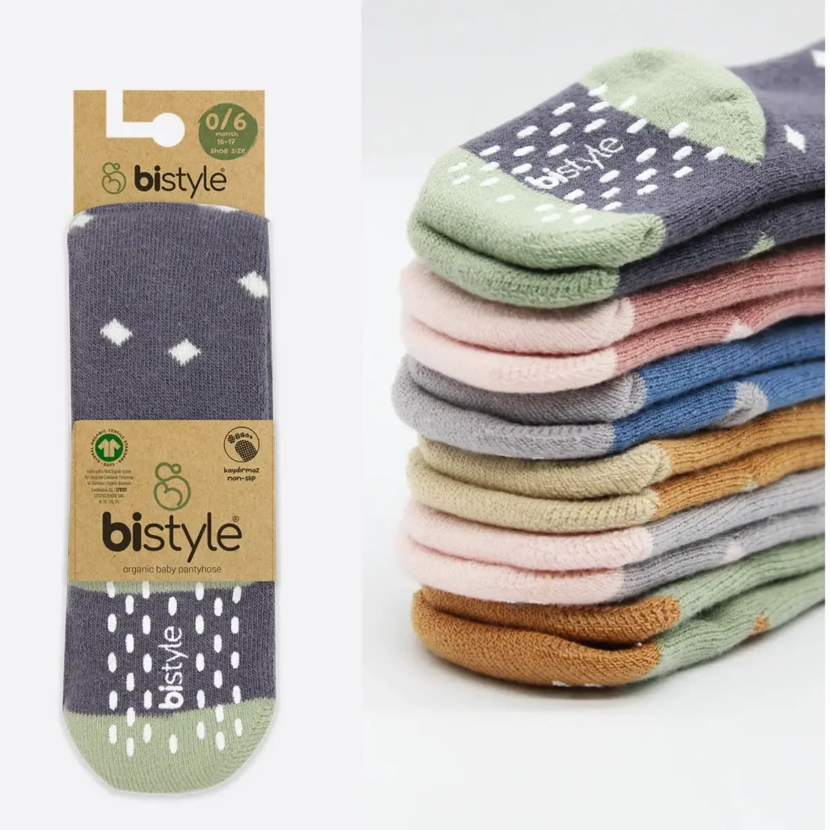 Bistyle Organik Çorap Külotlu Kaymaz Havlu  Puanlı Antrasit