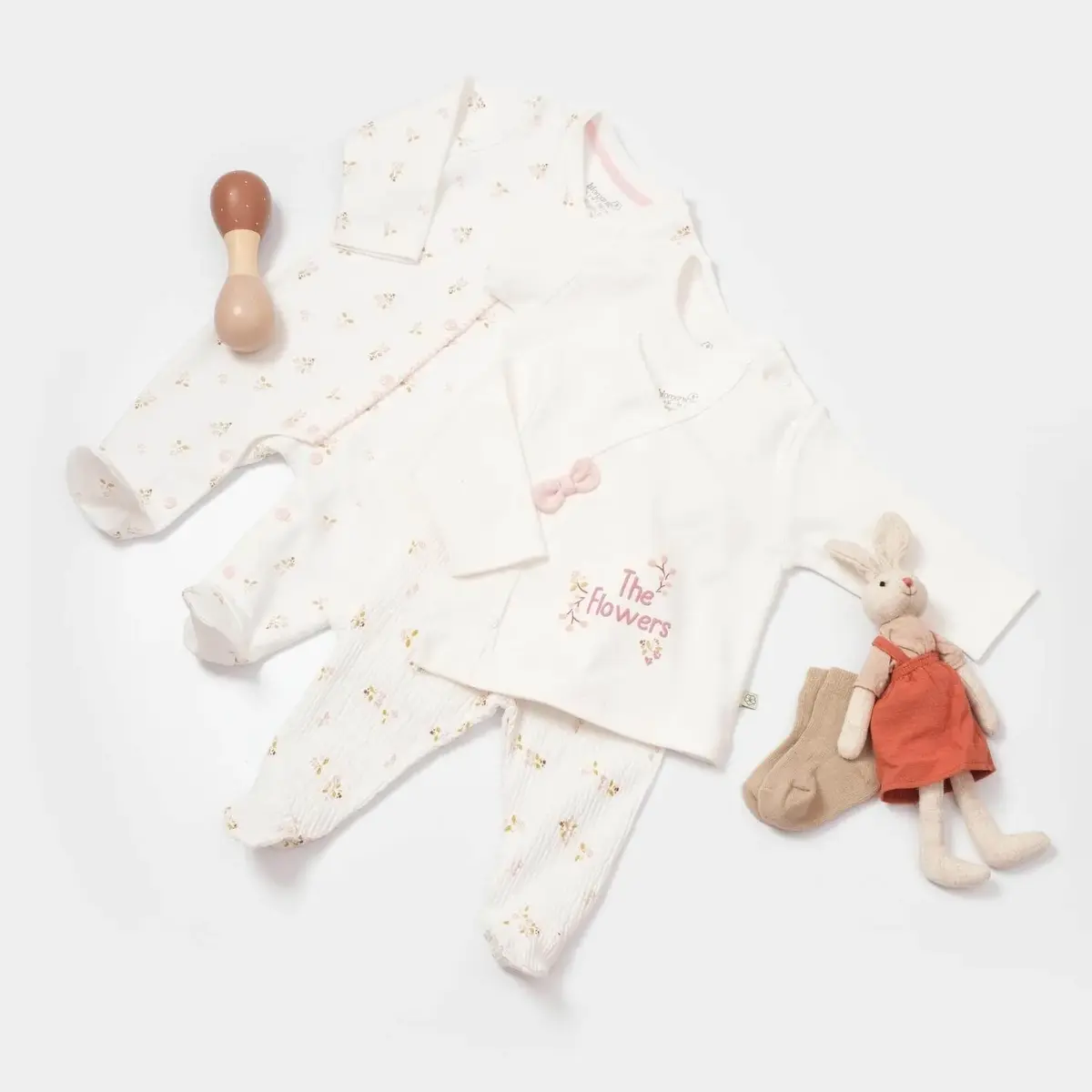 Bibaby Organik Hastane Çıkışı 10lu The Flowers Ekru - Pembe