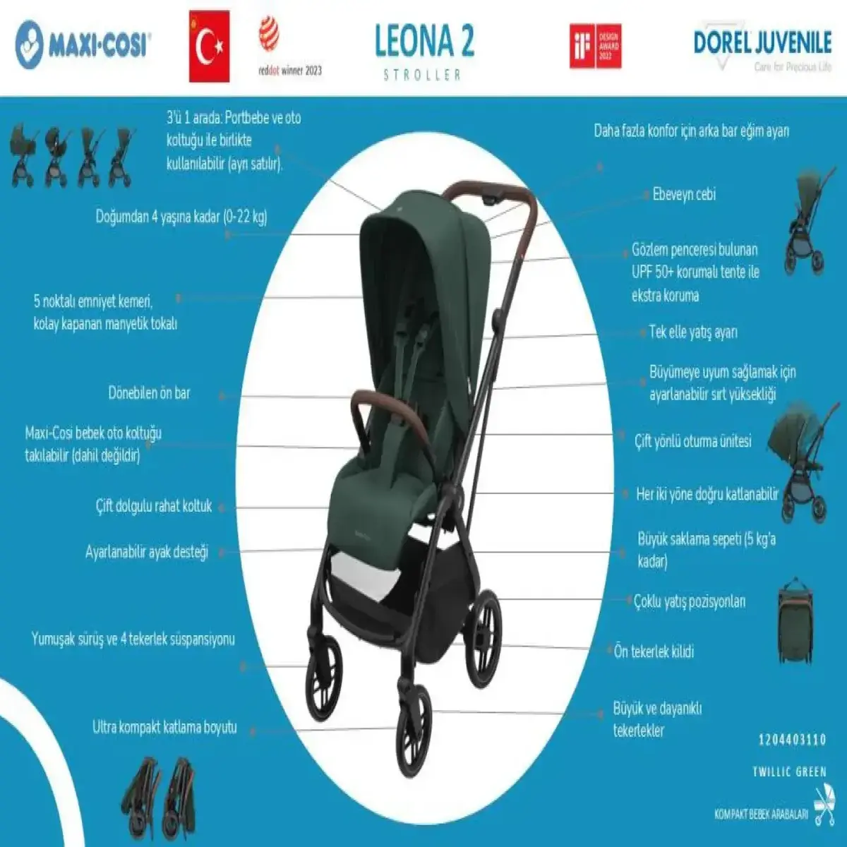 Maxi-Cosi Leona2 Bebek Arabası Twillic Green