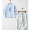 Mini Damla Pijama Takımı Penye Dinazor Emprime Mavi