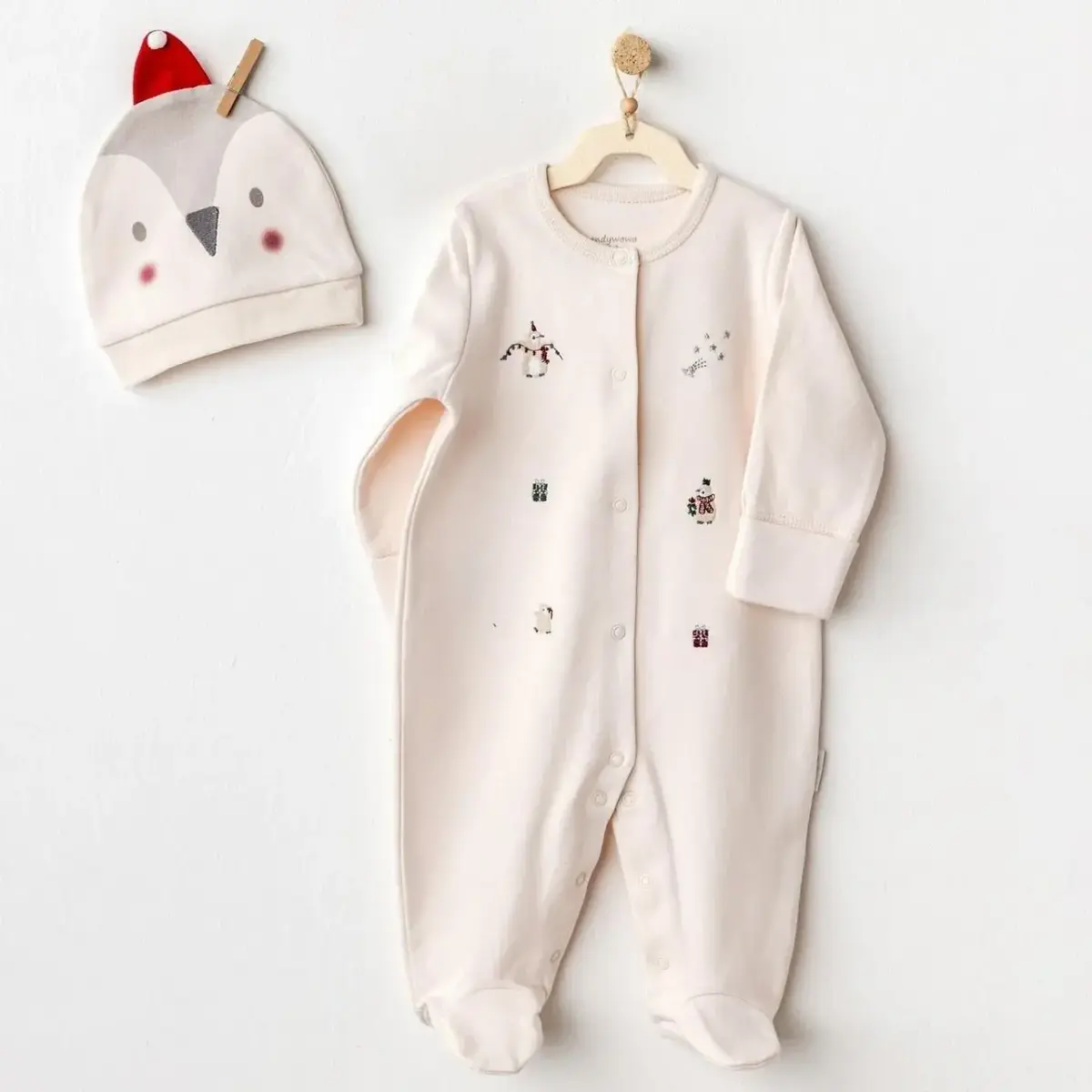 Andy Wawa Tulum Şapka Takım Penguin Ekru