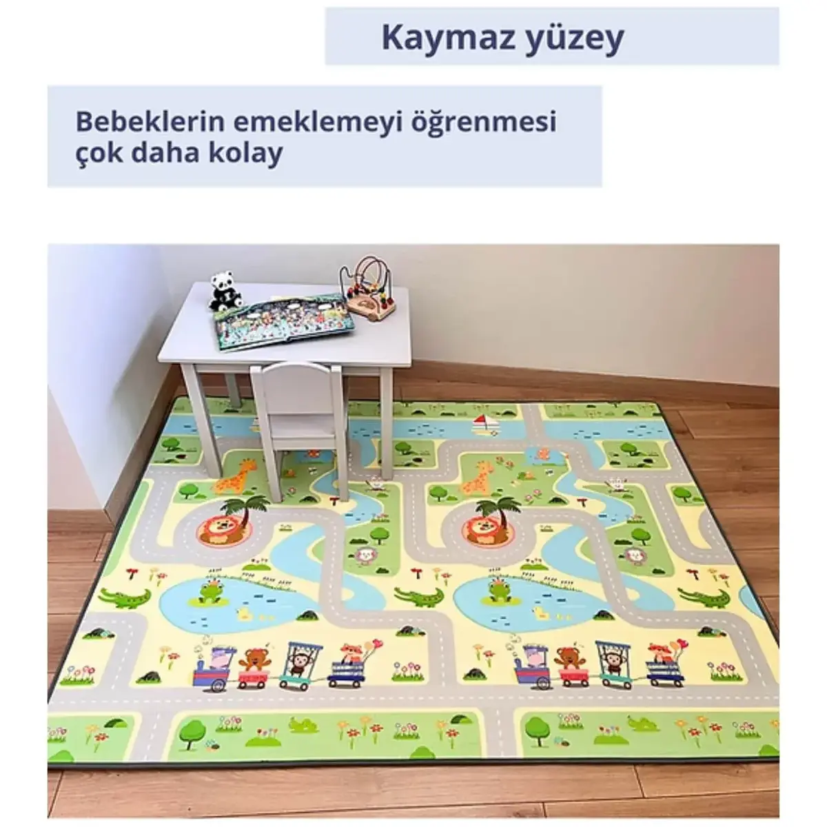 Coolmats Yeşil Parkur-Bulutlar ve Dağlar Oyun Halısı 140x200x1