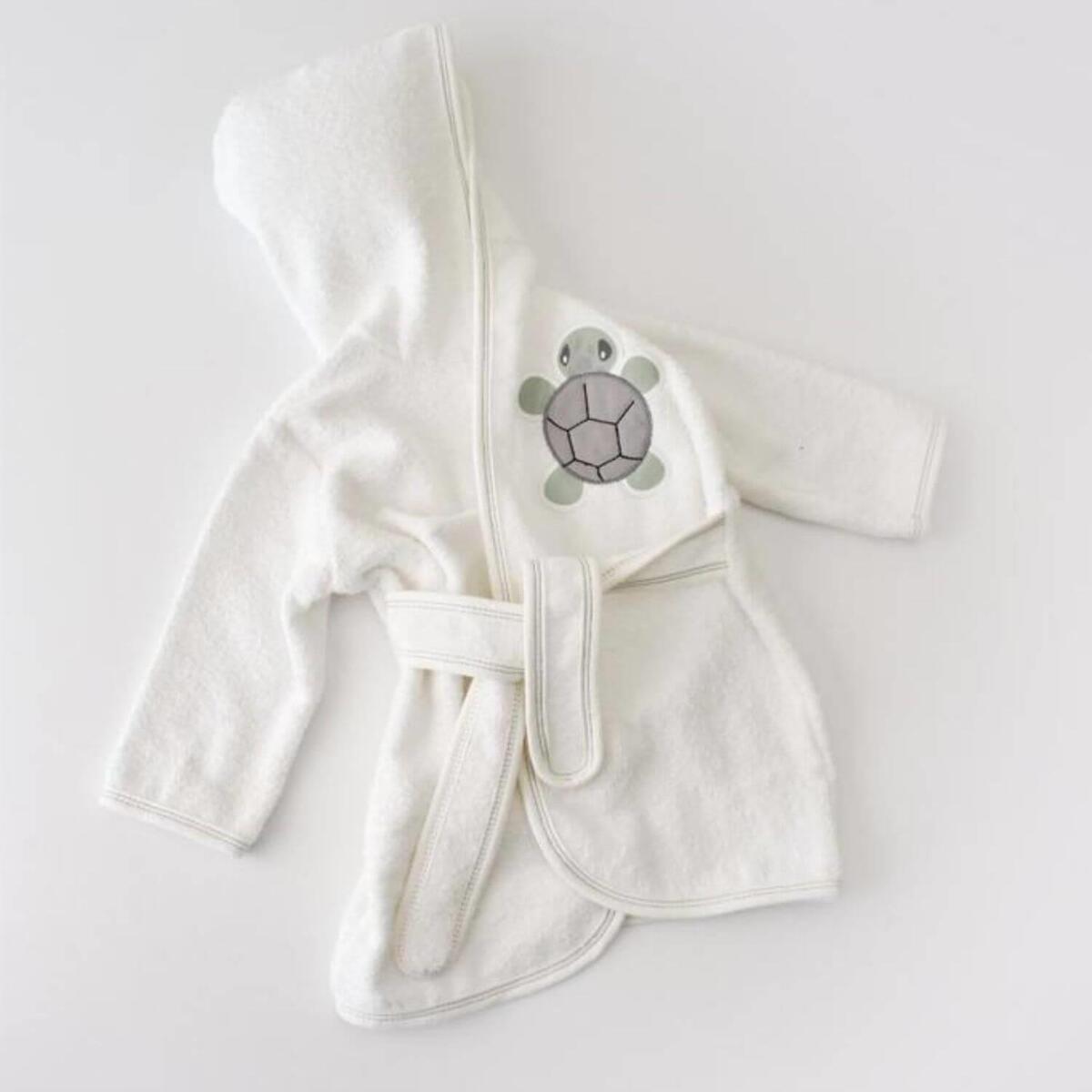 Bibaby Bornoz Terlik Takım Tortise Ekru - Yeşil