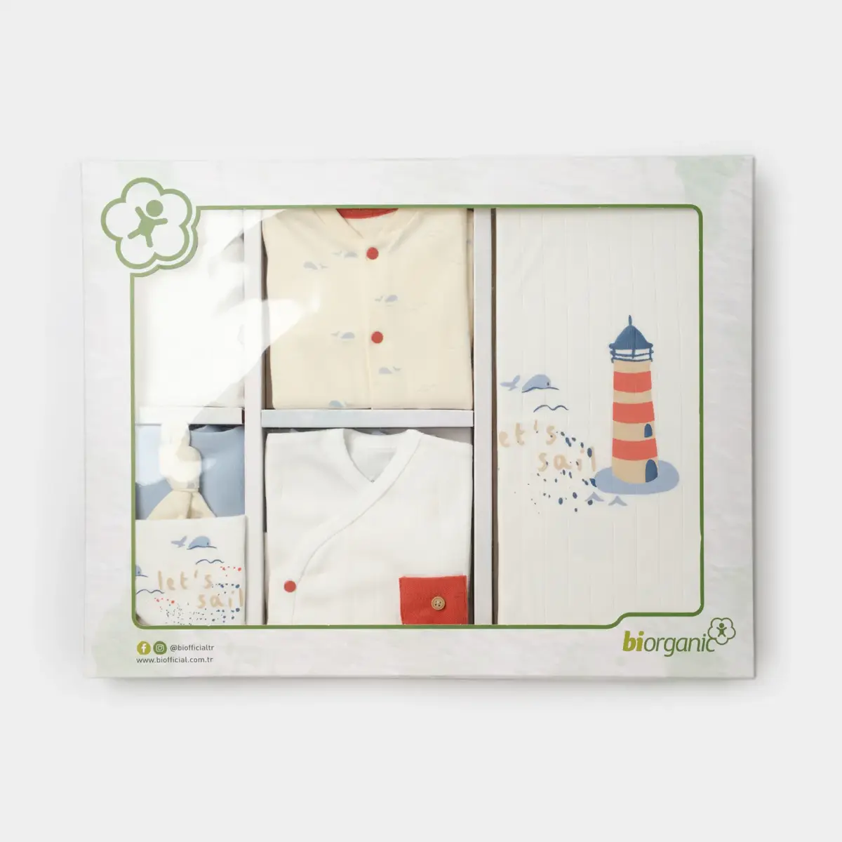 Bibaby Organik Hastane Çıkışı 10lu Sun Lets Sail Ekru - Mavi