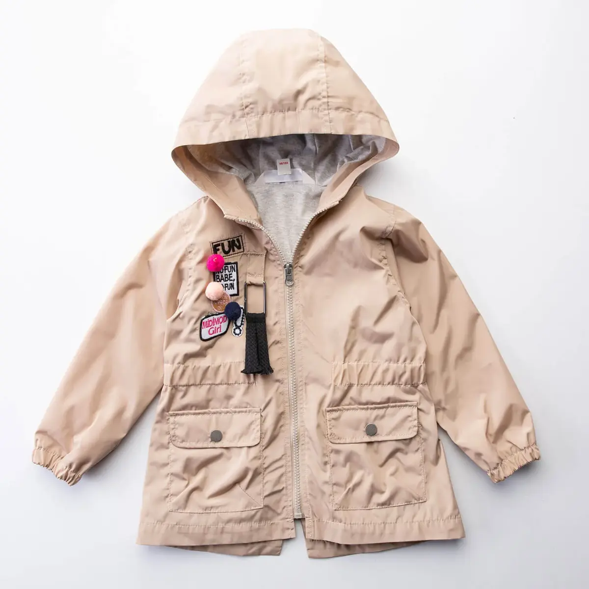 Midimod Yağmurluk Ponponlu Bej