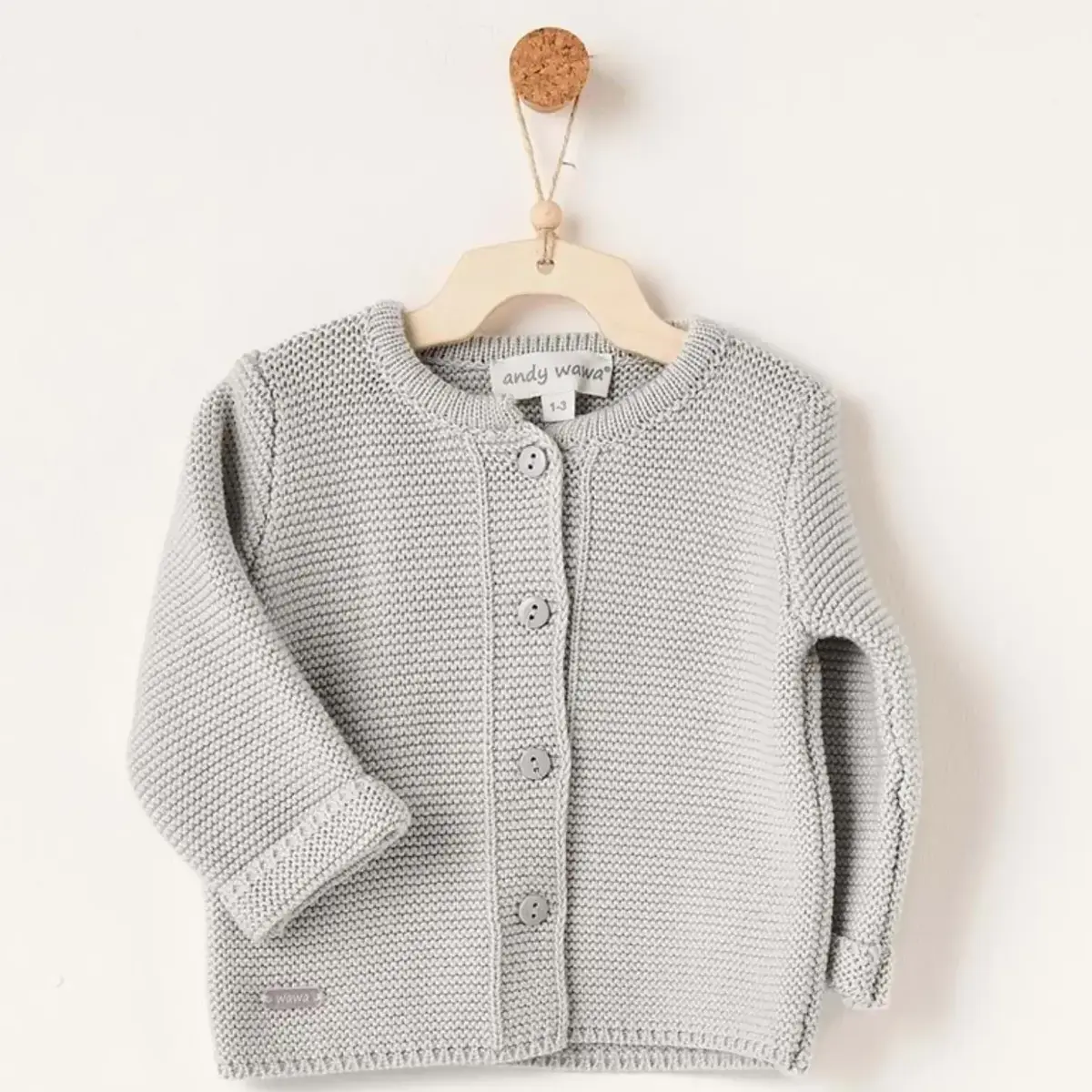 Andy Wawa Ceket Triko Basic  Gri Melanj
