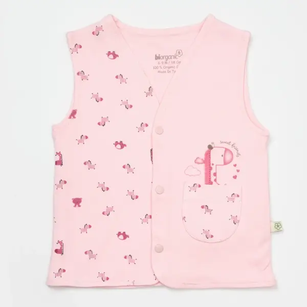 Bibaby Organik Yelek Sweet Friends Pembe