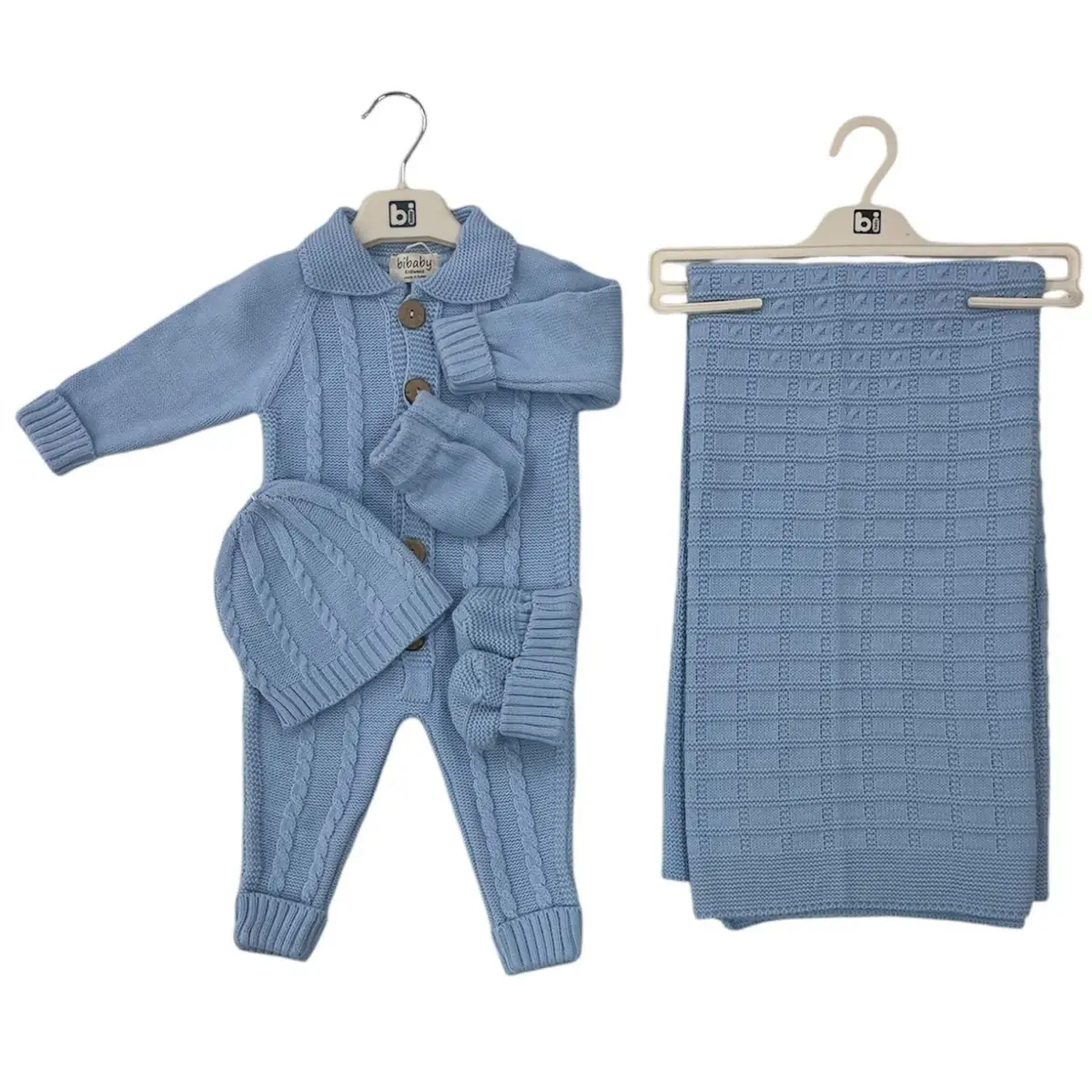 Bibaby Hastane Çıkışı 5li Triko Saç Örgü Mavi Bibaby Hastane Çıkışı 5li Triko Saç Örgü Mavi